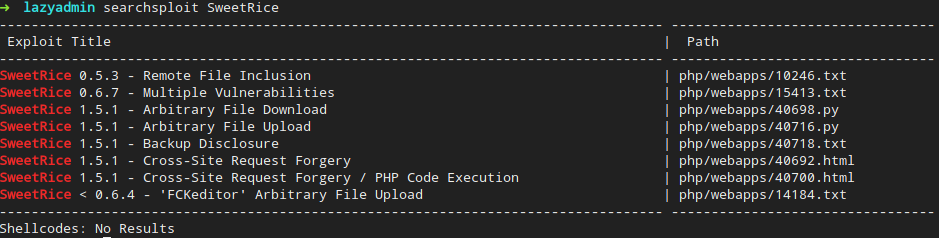 SearchSploit output